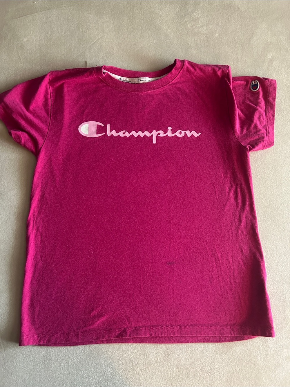 Champion Bright Pink Short Sleeve Logo Tee